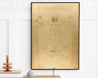 Leonardo Da Vinci Print | Vintage Drawing Print | Vitruvian Man Print, Anatomy Art Print | Da vinci, Classical | Digital Instant Art