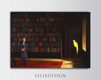 Franz Sedlacek, Bibliothek - Arte instantáneo, Arte mural vintage, Museo - Cartel de pintura Imprimir Arte Regalo Antigüedad vintage - Descarga digital