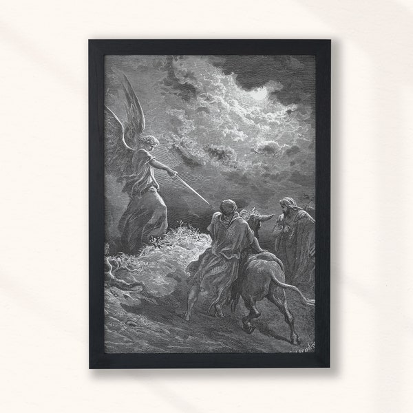 Gustave Dore - An Angel Appears to Balaam (1866) - Print Home Wall Art Drawing - Vintage Oil Painting - Bedroom Decor Digital Printable