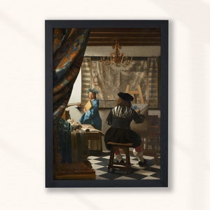 Johannes Vermeer - The Allegory of Painting (1666) | Vintage Portrait Oil Painting | Classic Wall Art Print Painter Decor | Digital Download