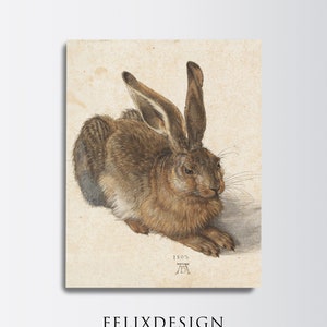 Albrecht Durer - Junger Hase (1502) - Zeichnung Malerei Digital Poster Druck Kunst Geschenk Wand Home Vintage Dekor Zimmer Hase Tier Berühmt