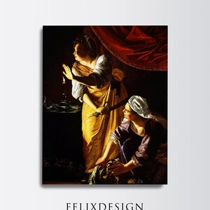 Artemisia Gentileschi - Judith and Her Maidservant (1625) - Painting Photo Poster Print Art Gift Wall Decor Famous Mature - Slaying Murder