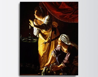 Artemisia Gentileschi - Judith and Her Maidservant (1625) - Painting Photo Poster Print Art Gift Wall Decor Famous Mature - Slaying Murder