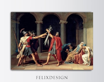 Jacques-Louis David - The Oath of the Horatii (1784) - Reproduction of a Classic Painting Photo Poster Print Wall Fine Art Gift