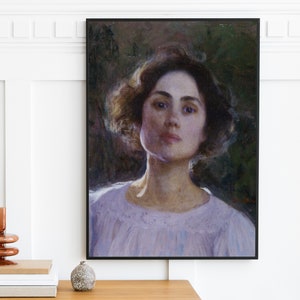 Elin Danielson-Gambogi - Self-Portrait (1899) | Vintage Wall Art Print Woman Light Dark Academia Decor | Printable Digital Download