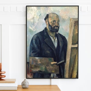 Paul Cézanne - Self Portrait with Palette (1890) | Vintage Man Portrait Print | Antique Oil Painting Cezanne Easel | Printable Art