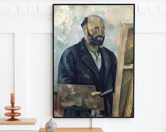 Paul Cézanne - Self Portrait with Palette (1890) | Vintage Man Portrait Print | Antique Oil Painting Cezanne Easel | Printable Art