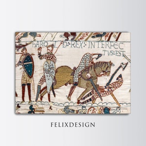 Bayeuxtapeten - Slaget vid Hastings, Harold II:s död (1070) - Samsung Frame TV-konst - Digital nedladdning - Painting King Print Art Gift