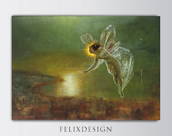 John Atkinson Grimshaw - Spirit of the Night (1879) - Painting Poster Print Fairy Wings Magic Pixie Oversized Wall Art - Digital Download