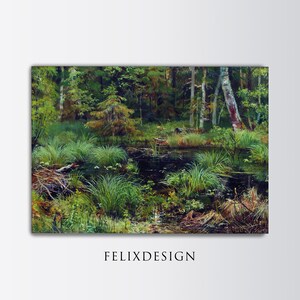 Vintage Summer Farmhouse Print | Vintage Cottage Landscape Art | Vintage Oil Painting | River Lake Trees Plants Neutral | Digital Print