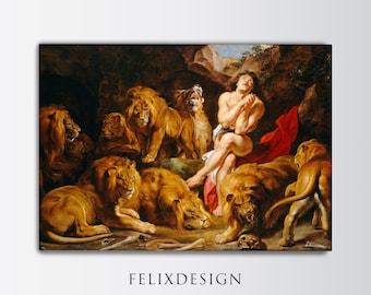 Peter Paul Rubens - Daniel in the Lion's Den (1615) | Samsung Frame TV Art | Vintage Painting Print Wall Art Landscape | Digital Download