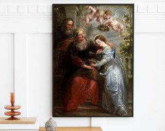 Peter Paul Rubens - The Education of The Virgin Mary (1635) | Vintage Portrait Painting Wall Art Print Bathroom Decor | Digital Download