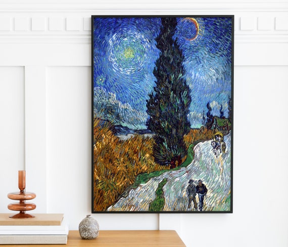 Vintage Van Gogh Road with Cypresses Art Print Vintage Van Gogh Road with Cypresses Art Print