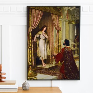 Edmund Blair Leighton - Kungen och tiggarinnan (1898) - Kläder Berömd Vintage Väggkonst Dekor Målning Stort Tryck - Digital Nedladdning