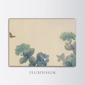 Hishida Shunso - Hydrangeas - Vintage Oil Painting - Museum Quality - Japanese, Ukiyo-e, Japan - Wall Art - Digital Download