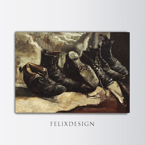 Vincent Van Gogh - Three Pairs of Shoes (1886) | Vintage Wall Art Holland Shoes Dutch Boots Decor Print | Frame TV Art | Digital Download