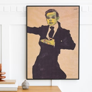 Egon Schiele - Max Oppenheimer (1910) - Gentleman Painting Poster Print Home Wall Art Decor Vintage Antique - Digital Download Instant Art