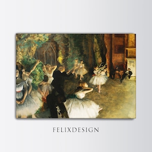Edgar Degas - The Rehearsal of the Ballet On Stage (1874) - Printable Download, Fine Art Classic Painting Poster Print Art Gift Dancers