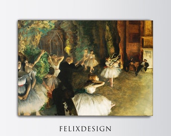 Edgar Degas - The Rehearsal of the Ballet On Stage (1874) - Printable Download, Fine Art Classic Painting Poster Print Art Gift Dancers