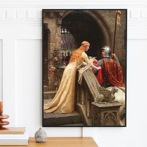 Edmund Leighton - God Speed (1900) - Love Clothes Famous White Vintage Wall Art Decor Painting Large Size Print - Digital Download