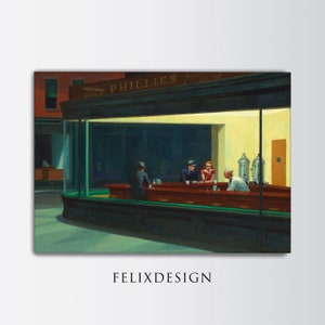 Edward Hopper - Nighthawks (1942) - Samsung Frame TV Art - Cafes in Art | Vintage Landscape Scenery Oil Painting Printable Print Art
