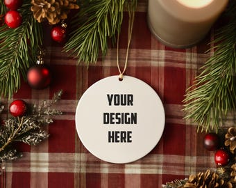 Christmas Ornament Mockup Bundle Christmas Mockup Blank White Round Ceramic Tree Ornament Mockup Christmas Mock ups Canva Mock up Bundle