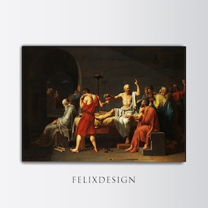 Jacques Louis David - De dood van Socrates (1787) - Digitale Download Filosofie schilderij Socrates Klassiek schilderij Poster Print Art Gift