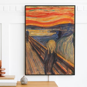 Edvard Munch - The Scream (1893) - Painting Poster Print Anguish Pain Red Sunset Home Wall Decor Vintage Instant Art - Digital Download