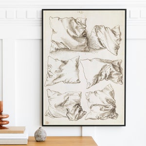 Albrecht Durer - Six Studies of Pillows (1493) | Home Wall Decor Landscape Vintage Oil Painting Sleep Art Print | Instant Digital Download