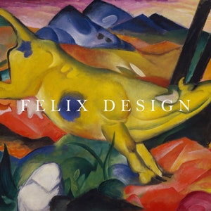Franz Marc - The Yellow Cow (1911) - Vintage Portrait Cow Animal Antique Print Home Wall Art Painting Poster - Digital Download Instant Art