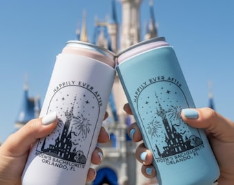 Amusement Park Custom Can Cooler: Happily Ever After Theme - Bachelorette - Family Vacation - Girls Trip - Orlando - Florida - Theme Park