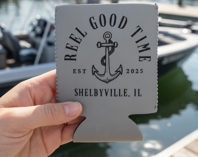 Custom Nautical Can Cooler, Personalized Boat Name, Gift for Boat Owner, Boat Themed Party Favor