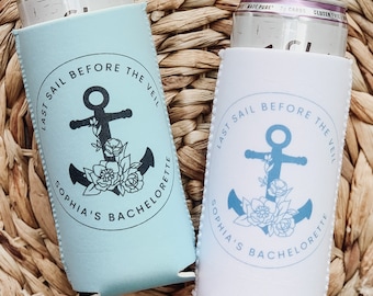 Last Sail Before The Veil | Nautical Bachelorette Party | Boat Bachelorette | Boat Cruise | Custom Can Cooler0 | Bachelorette Party Favor