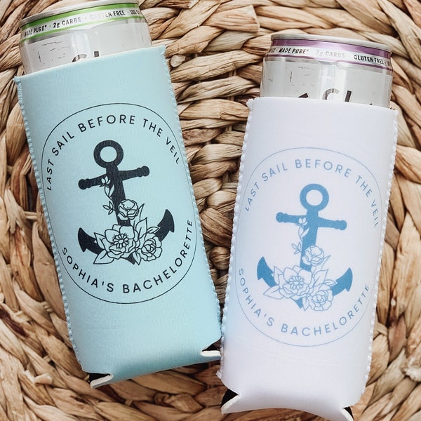 Last Sail Before The Veil | Nautical Bachelorette Party | Boat Bachelorette | Boat Cruise | Custom Can Cooler0 | Bachelorette Party Favor