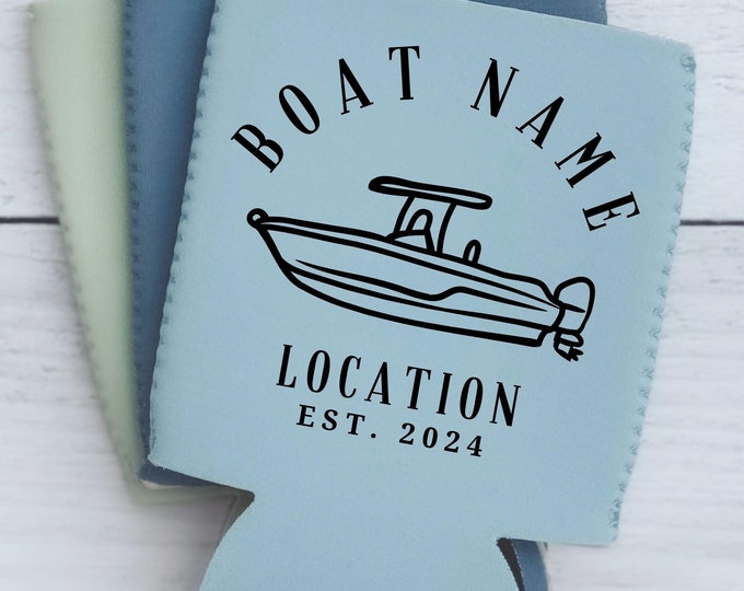 Nautical Can Cooler, Fishing Boat, Boat Gift, Boating Gift, Boat Name, Sailing, Custom Drink Holder, Boat Owner, Captain, Boat Owner Gift