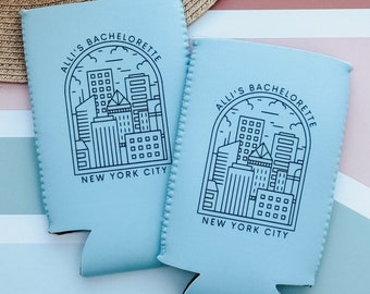 City Bachelorette Party, Custom Can Cooler, City Bach, Chicago, New York, New York City, NYC, Bachelorette Party Favor, City Trip, Houston