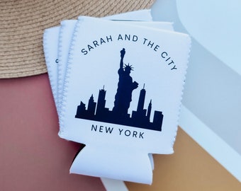 Custom New York City Bachelorette Can Cooler, City Bach Party Favor