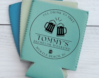 Personalized Neoprene Can Cooler, Bachelor Party Favor, 30th Birthday