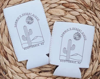 Desert Disco Bachelorette, Last Disco, Desert Bach, Scottsdale, Disco Ball, Custom Can Cooler, Scottsdale, Bachelorette Party, Cactus