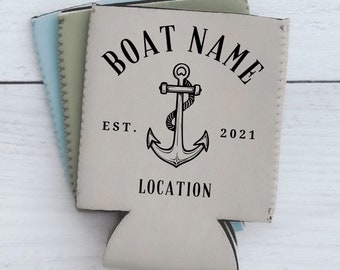 Nautical Can Cooler, Boat Gift, Boating Gift, Boat Name, Sailing, Custom Drink Holder, Boat Owner, Captain, Boat Owner Gift