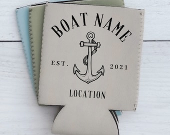 Nautical Can Cooler, Boat Gift, Boating Gift, Boat Name, Sailing, Custom Drink Holder, Boat Owner, Captain, Boat Owner Gift