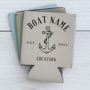 Nautical Can Cooler, Boat Gift, Boating Gift, Boat Name, Sailing, Custom Drink Holder, Boat Owner, Captain, Boat Owner Gift