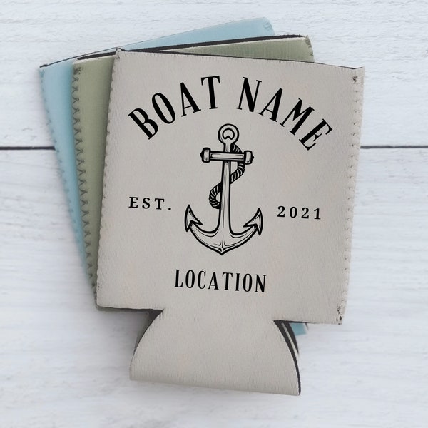 Nautical Can Cooler, Boat Gift, Boating Gift, Boat Name, Sailing, Custom Drink Holder, Boat Owner, Captain, Boat Owner Gift