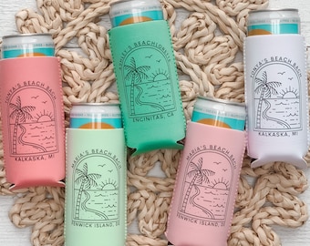 Tropical Bachelorette Party, Custom Can Cooler, Beach Bach, Beach Bachelorette Party, Beach party, Bachelorette Party Favor