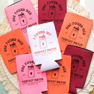 Perfect Match Bachelorette, Match Made in Heaven Bach, Personalized Can Cooler, Vegas Hen Trip, Pink Red Theme, Bachelorette Party Favor