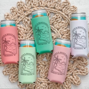 Tropical Bachelorette Party, Custom Can Cooler, Beach Bach, Beach Bachelorette Party, Beach party, Bachelorette Party Favor