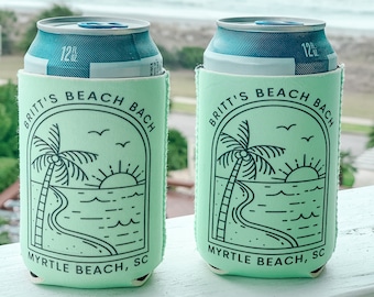 Tropical Bachelorette Party, Custom Can Cooler, Beach Bach, Beach Bachelorette Party, Beach party, Bachelorette Party Favor,