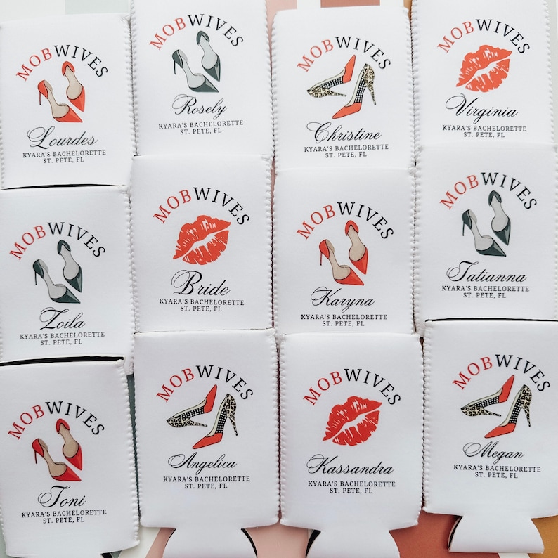 Mobwives Bachelorette, Mob Wives, Mob Wife, Can Cooler, Bachelorette Party, Custom Can Cooler, Mob wife winter, Red, Valentines bild 5