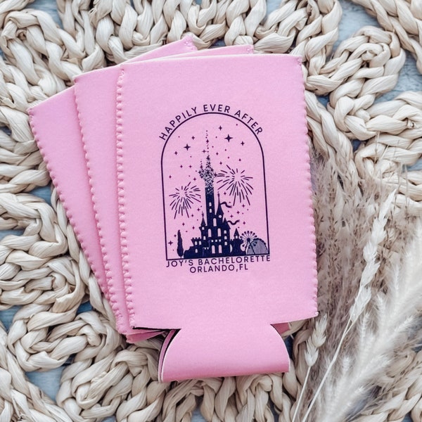 Magical Bachelorette, Happily Ever After, Amusement Park, Theme Park, Roller Coaster, Bachelorette Party, Custom Can Cooler, Coozie