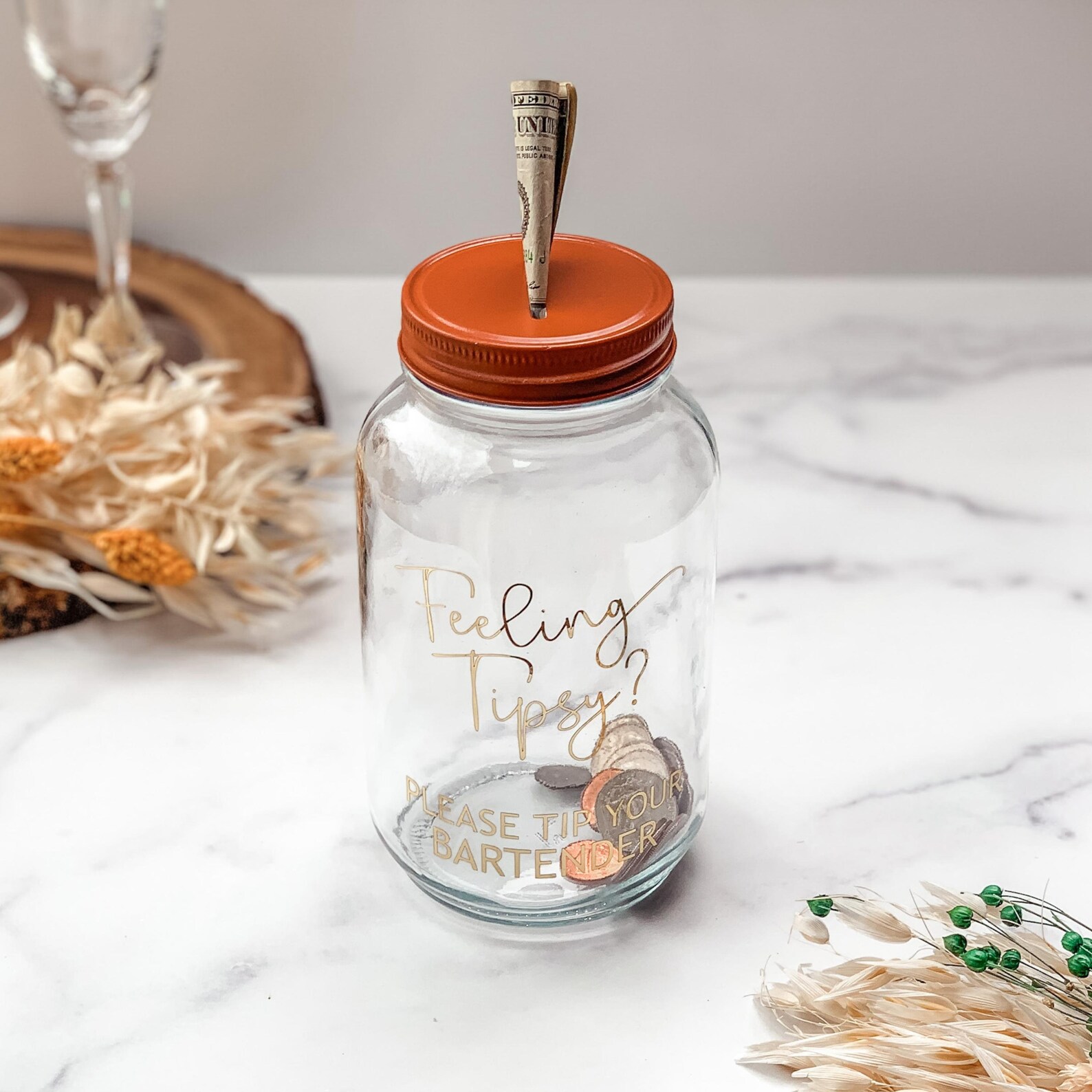 Wedding Tip Jar Bartender Tip Jar Feeling Tipsy Wedding Etsy